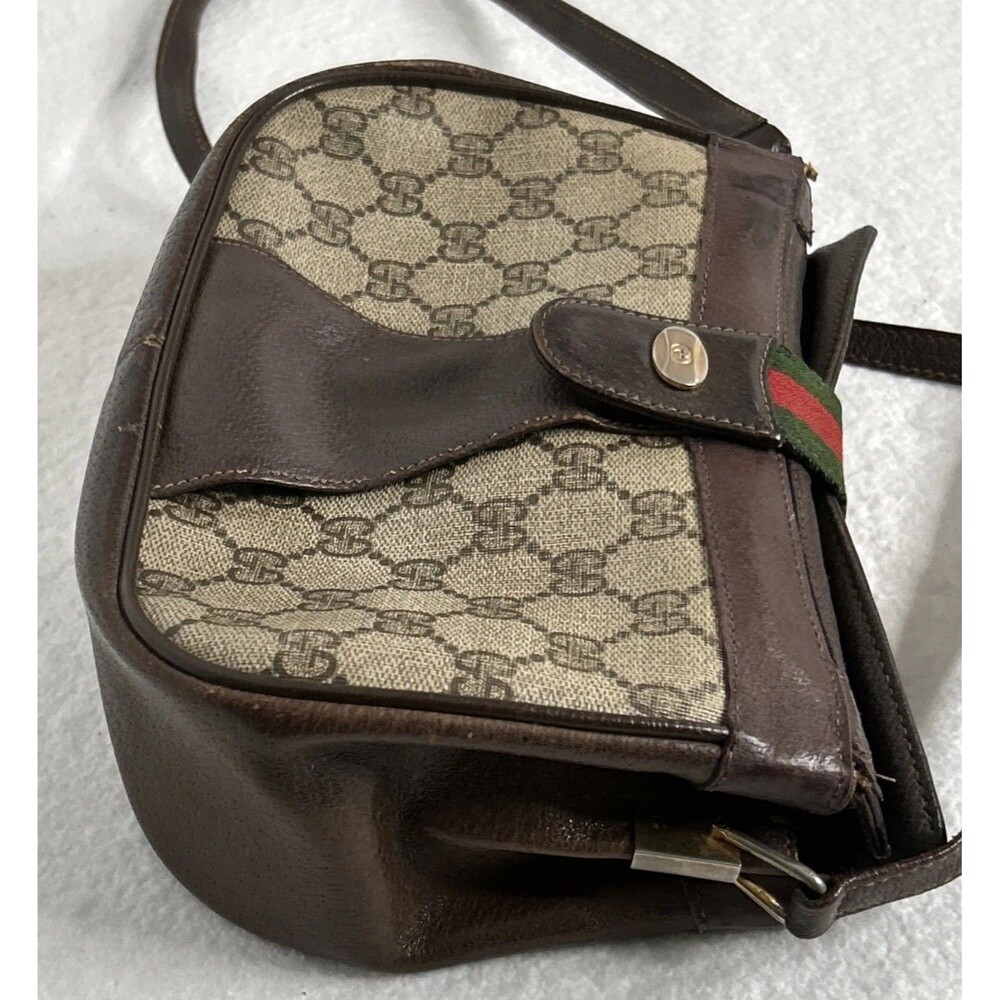 Vintage Gucci Shoulder Bag Crossbody GG PVC Leather 10.02.024 1980’s Classic - Picture 7 of 12
